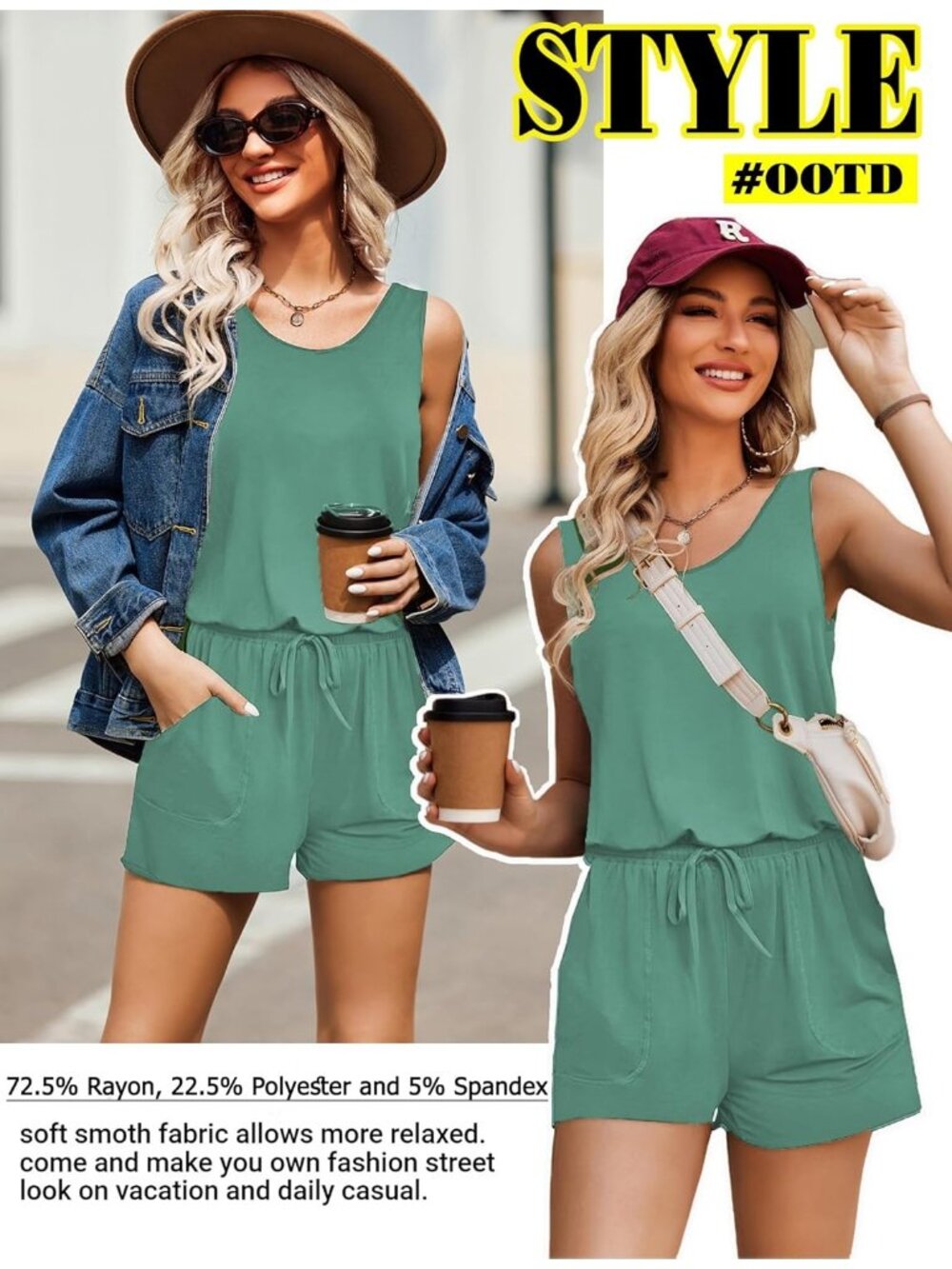 Women's Black Stripe Summer Sleeveless Scoop Neck Tank Top Casual Short Romper - Picture 6 of 6